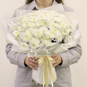 White Chrysanthemum Bouquet – 25 Stems